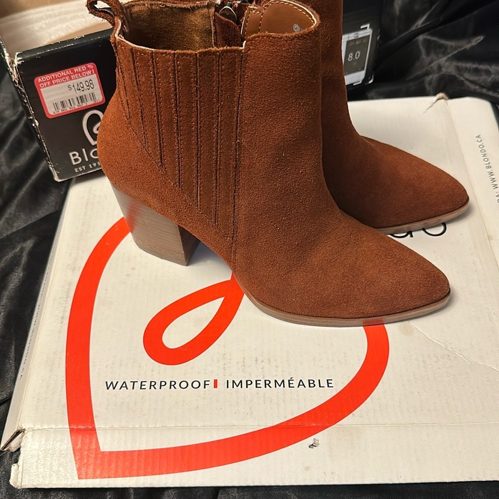 Blondo Brown Chelsea Ankle Booties with Stacked Heel